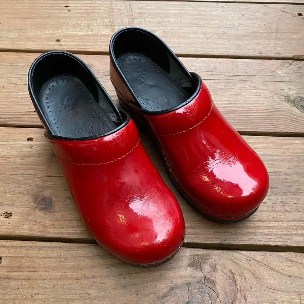 Sanita Original Professional Patent Leather Clogs in Red